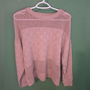 Simply Southern Blush Pink Open Knit Sweater XL Lightweight Pullover